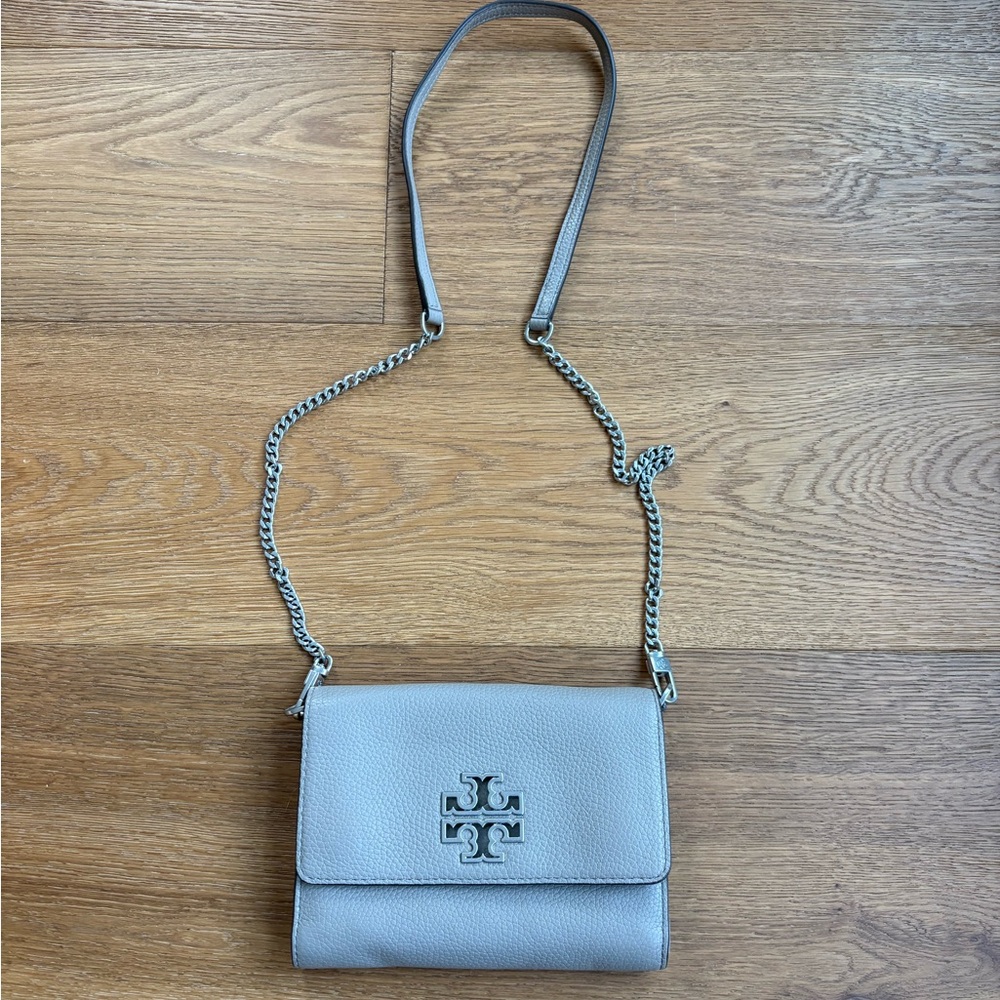 Tory Burch Taupe Leather Crossbody Bag
